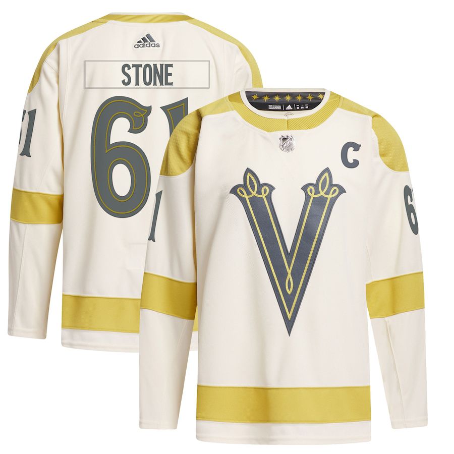 Men Vegas Golden Knights #61 Mark Stone adidas Cream 2024 NHL Winter Classic Primegreen Authentic Player Jersey